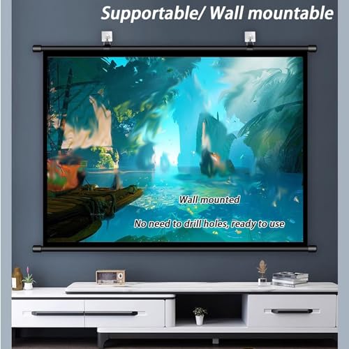 Pantalla de proyección manual 72" 16:9 para cine en casa miniatura 4