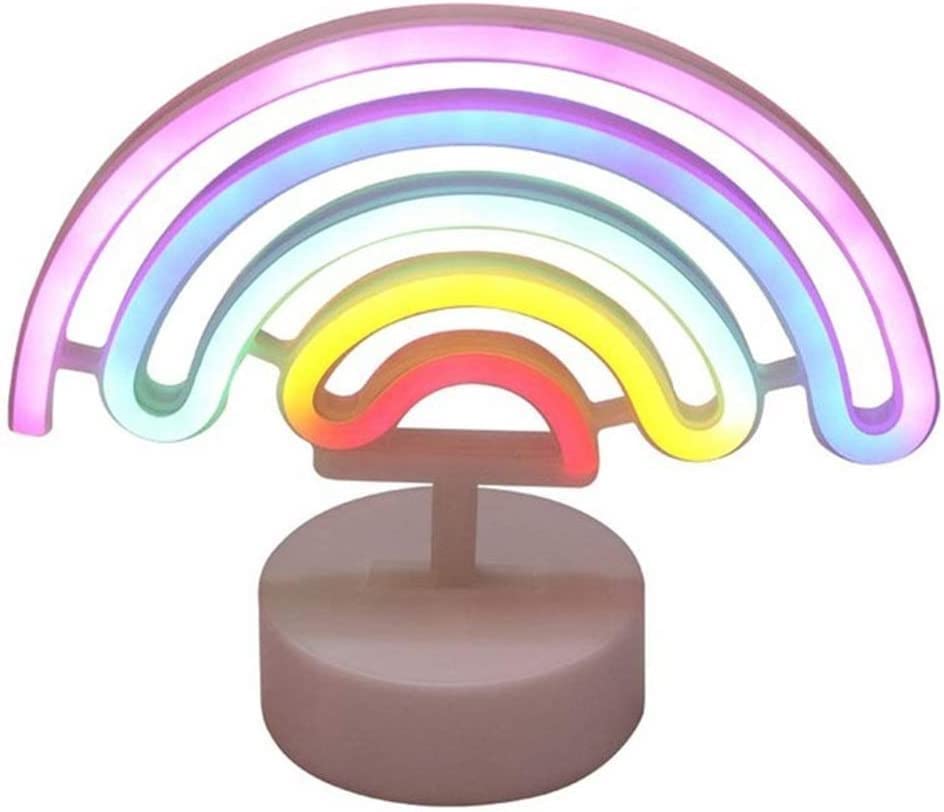 DULASP Night Light Rainbow Shape Night Light Children Bedroom Sleeping Atmosphere Bedside Lamp Girls Room Decorative Neon Kids