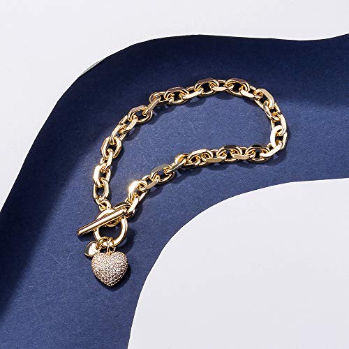 Bracciale da donna a forma di cuore, ciondolo in