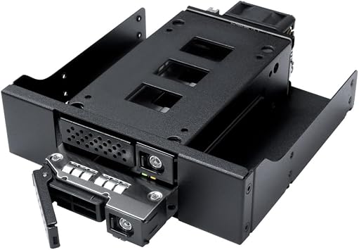 Kingwin 5.25" Bay Backplane Mobile Rack Enclosure for 2 x 2.5 U.2/U.3 NVMe SSDs, OCulink Connectivity, Hot-Swap Tray, Tool-Free Installation, Durable Metal Build, High-Speed Storage Solution