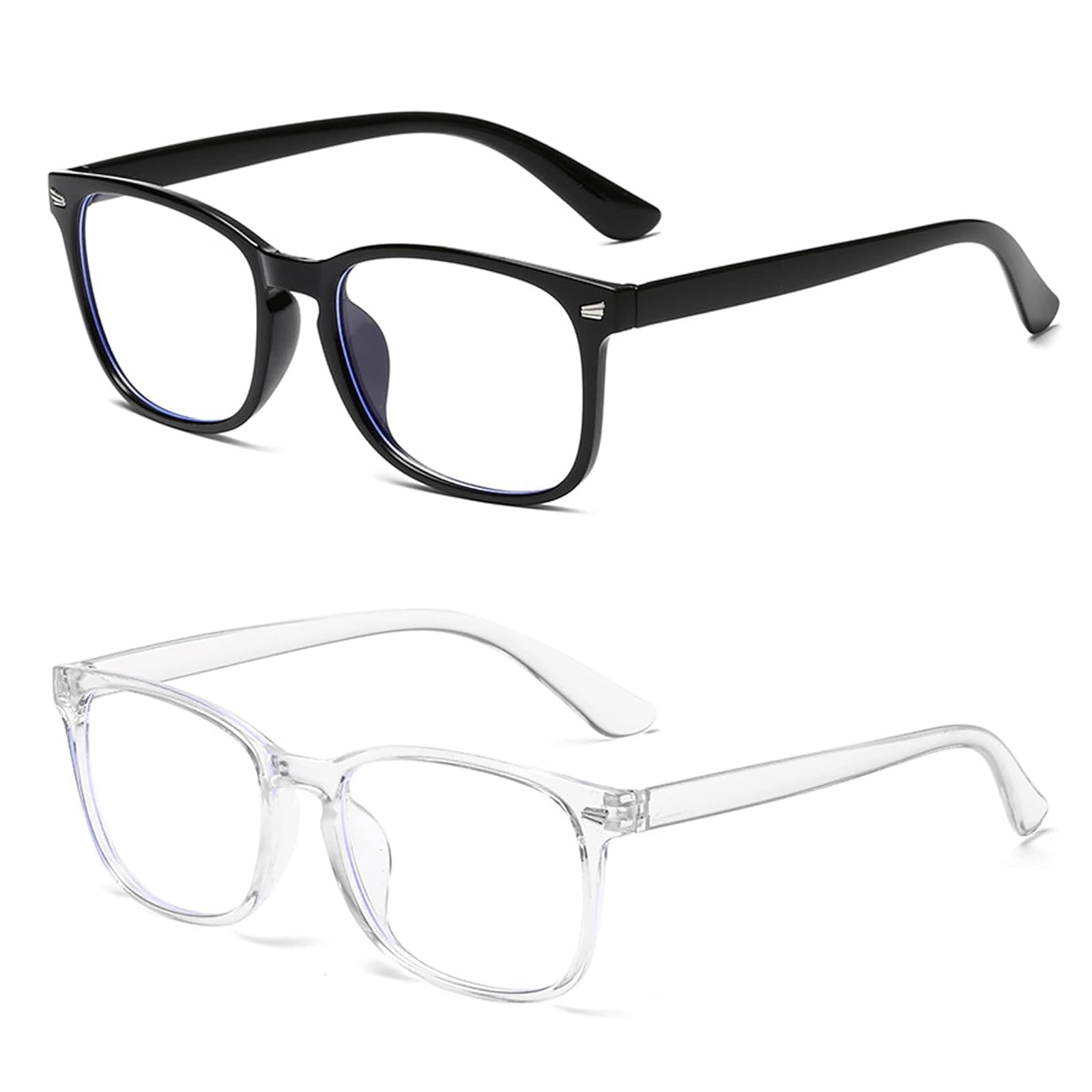 2 Pack Blue Light Blocking Glasses for Women & Men, Anti-Glare Computer & Gaming Eyewear, Lightweight Clear Frame Readers for Eye Strain Relief