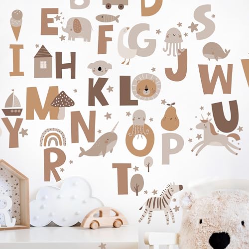 Alphabet Stickers Boho, ABC Wall Decals Kids, Nursery ABC Wall Décor miniatura 4
