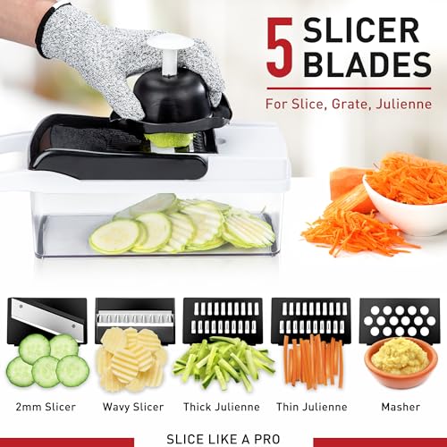 25-in-1-Vegetable-Chopper-Mandoline-Slicer--Food-Chopper-with-Container-Veggie-Spiralizer--Vegetable-Cutter-Dicer-and-Slicer-for-Salad-Onion-Potato-and-Tomato--Kitchen-Gadget--13-Blades