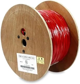 Cable Central LLC 1000FT 16AWG/2C Solid Shielded Fire Alarm FPLR Bare Copper Cable Red - 1000 Feet