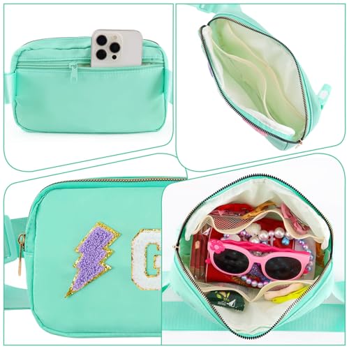 Image of PainZieteg Fanny Pack for Girls Chenille Letter Belt Bag Crossbody for Kids | Preppy Nylon, Waterproof, Gold-Plated Zipper, Adjustable Strap, Birthday Christmas Easter Gifts for 4-13 Year Old Teen Girls