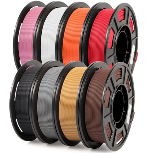 IEMAI Matte PETG Filament 1.75 mm 250 g x 8, Black/White/Red/Orange/Wood/Pink/Grey/Brown, PETG 3D Printer Filament, Comp
