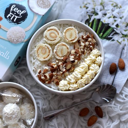 feel FIT Zuckerfreie Kokos-Pralinen mit Mandeln, ohne Zuckerzusatz, 17% Eiweiß, 63 g