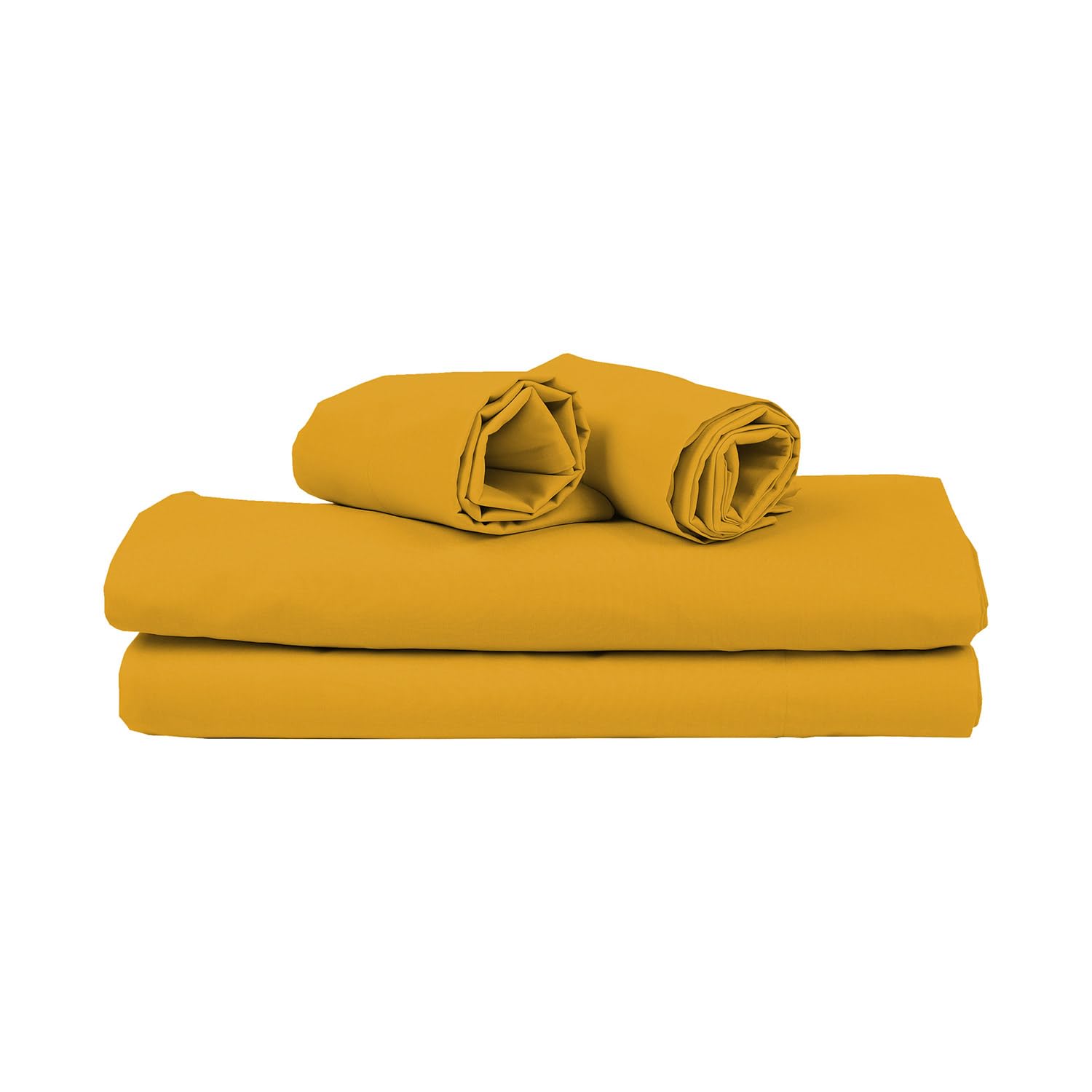Corredocasa Completo Letto Set Lenzuola in Puro Cotone 100% Matrimoniale 2 Piazze Tinta Unita Made in Italy Lenzuola sopra, Lenzuolo sotto e 2 Federe - Biancheria da Letto, (Giallo)