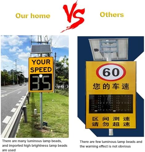 Solar-Powered Radar Speed Sign, Waterproof, 300m Detection Range, Displays Speed for 4 Lanes, 60x90cm Traffic Safety Solution, Enhance Road Safety