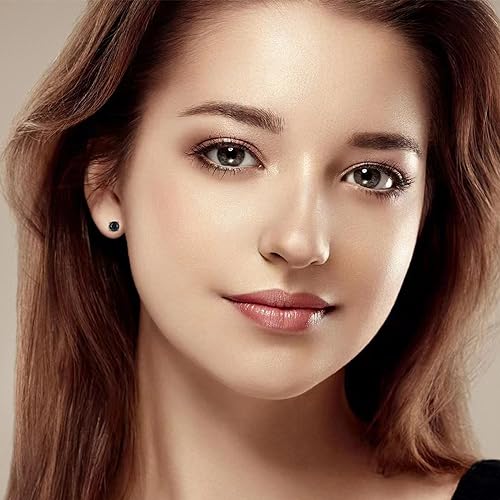 925 Sterling Silver Black Earrings for Men, Natural Black Onyx Stud Earrings for Women Hypoallergenic Perfect Jewelry Gifts2