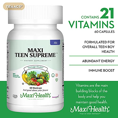 Maxi-Health-Teen-Multivitamin--Natural-Vitamins-for-Teenage-Boys-Ages-12-17--Enhances-Development-and-Immune-Health-Best-Kosher-Supplement-for-Teenagers--60-Count