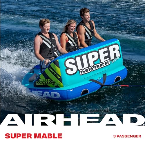 Image of Airhead Mable Towable Tube for Boating, 1-4 Rider Inflatable Boat Tube for Water Tubing, Heavy Duty Full Nylon Cover, EVA Foam Pads, Dual Tow Point, Patented Speed Safety Valve