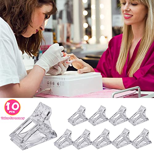 MKJT 10 pcs Pince Ongle Transparentes, Pinces à Ongles Polygel Clip Ongle Polygel Pinces Pour Extension d'Ongles Pour Nail Art et Construction Rapide Polygel