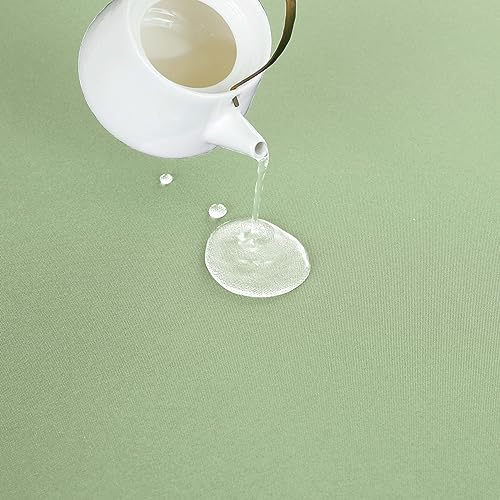 Image of FOLINS&HOME Sage Green Rectangle Waterproof Tablecloth, 60 x 102 Inch