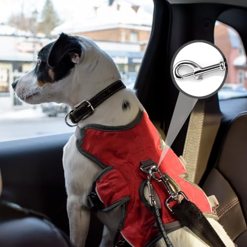 Lxtness Hundegurt fürs Auto, Verstellbarer Anschnallgurt Hund Auto mit Kopfstütze, Universalschnalle und einstellbarem, Elastischer Hunde Anschnallgurt für Kleine Hunde, Mittelgroße Welpen-schwa