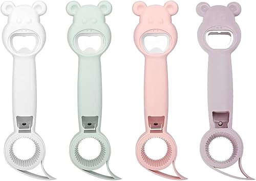 Abrebotellas de seguridad 4 en 1, dispositivo de atornillado de tapa de botella enlatada para el hogar, multiherramienta para abrir latas de