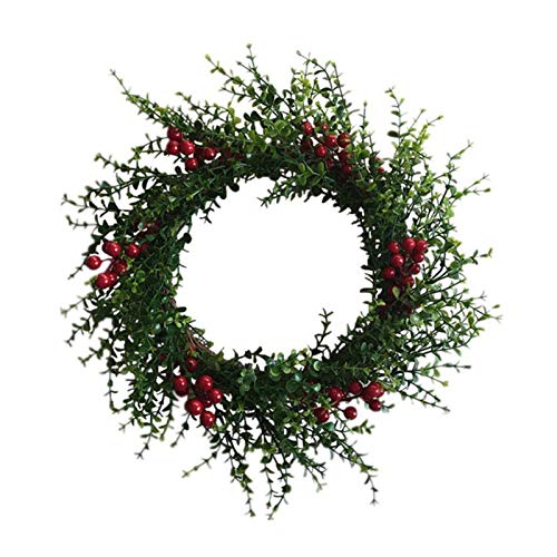 Couronnes de fleurs artificielles haut de gamme et baies rouges de Noël