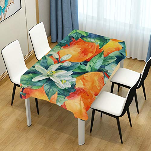 Domiking Watercolor Mandarine Orange Fruit Tablecloth, 54X54 Square Table Cloth - Perfect For Festival, Tablecover For Kitchen Dinner Parties Tabletop Decor #TOP1