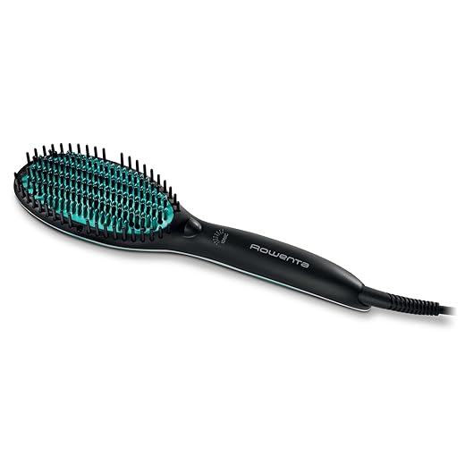 Rowenta Cepillo alisador Power Straight CF5820F0 - Cepillo especial para cabello muy rizado, con generador de iones y temperatura regulable hasta 200º, púas de gran sujeción desde la raíz