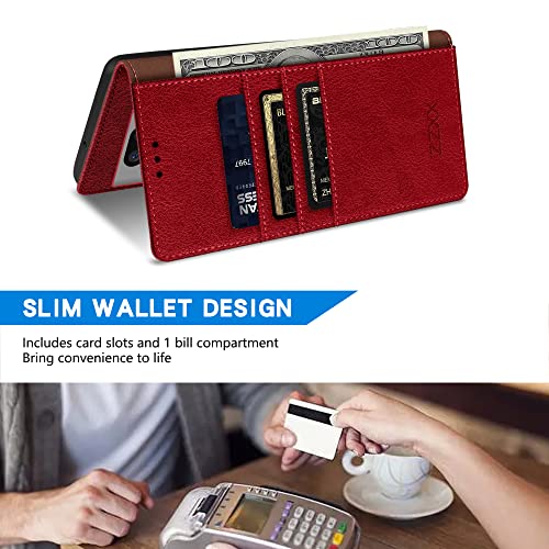 Image of ZZXX for Google Pixel 7a Wallet Case Magnetic Closure 6.1 inch,Red