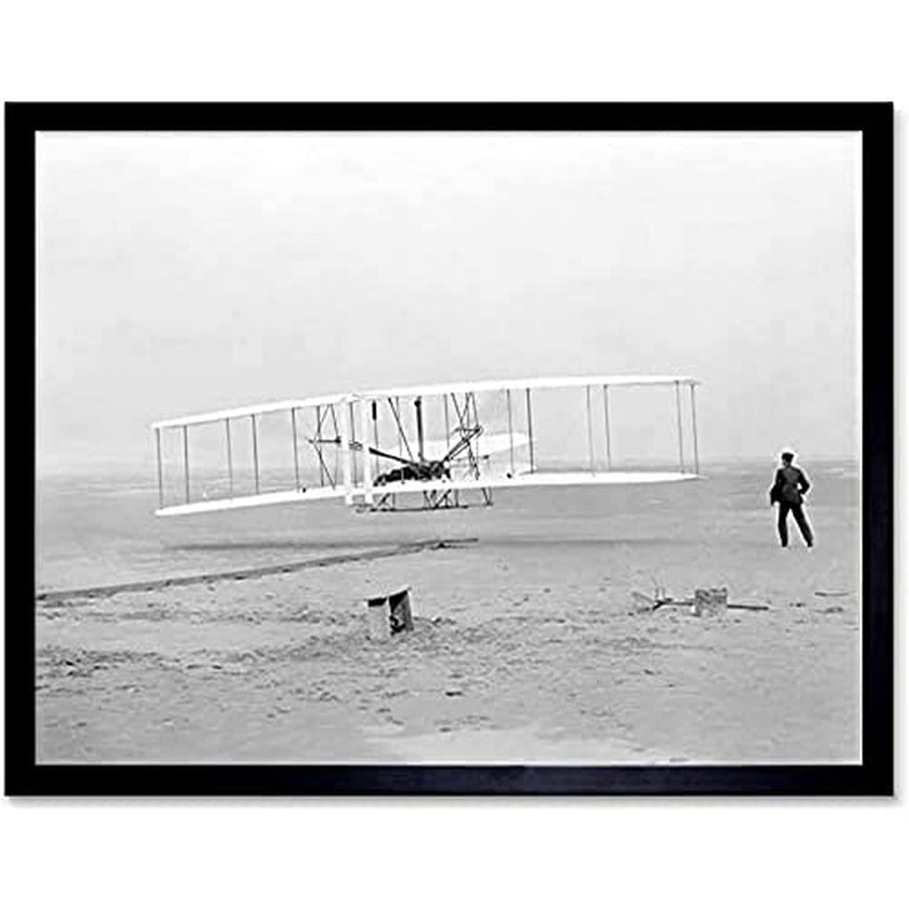 Poster mit dem ersten Flugzeug Wright Flyer Brothers altes Foto, ungerahmt