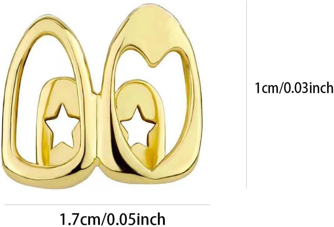 Gold Grills for Your Teeth Grillz Hollow Heart Mouth Grills Rhinestone Teeth Cap for Your Teeth Hip Hop Rapper Halloween Accessory