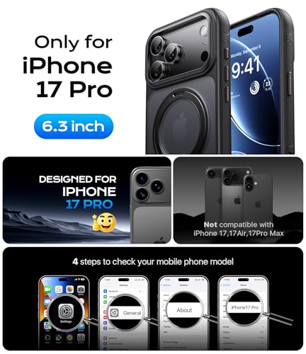 Image of iPhone 17 Pro Case with Stand, Strong Magnetic i Phone 17 Pro Case 6.3 Inch