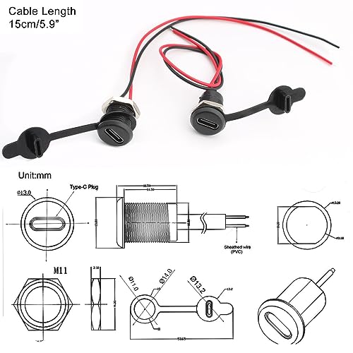 RUNCCI-YUN 10pcs Micro USB Type C Panel Mount Cable,Micro USB Type C Soldering Panel Mount Female Extension Cable for Car Boat - Image 2
