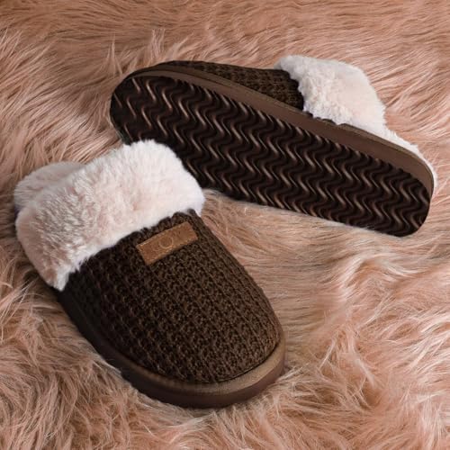 Image of OOW Cozy House Slippers for Women with Memory Foam Fuzzy Shoes for Indoor