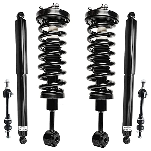 Image of Detroit Axle - 6pc Struts Shocks Kit for 4WD 05-08 Ford F-150, Lincoln Mark LT 2005 2006 2007 2008 Complete 2 Struts with Coil Spring 2 Sway Bars 2 Rear Shock Absorbers Replacement Strut Assembly
