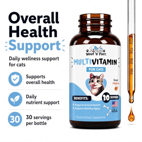 Cat Multivitamin - Promotes Healthy Skin & Coat, Joint Support, Longevity & More - Cat Vitamins - Cat Supplements & Vitamins - Cat Vitamins for Indoor Cats - Kitten Vitamins - Cat Immune Support - 1oz - Image 3