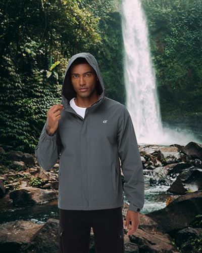 Image of YuKaiChen Mens Rain Jacket Waterproof Hooded Windbreaker Jacket Lightweight Outdoor Hiking Shell Coat