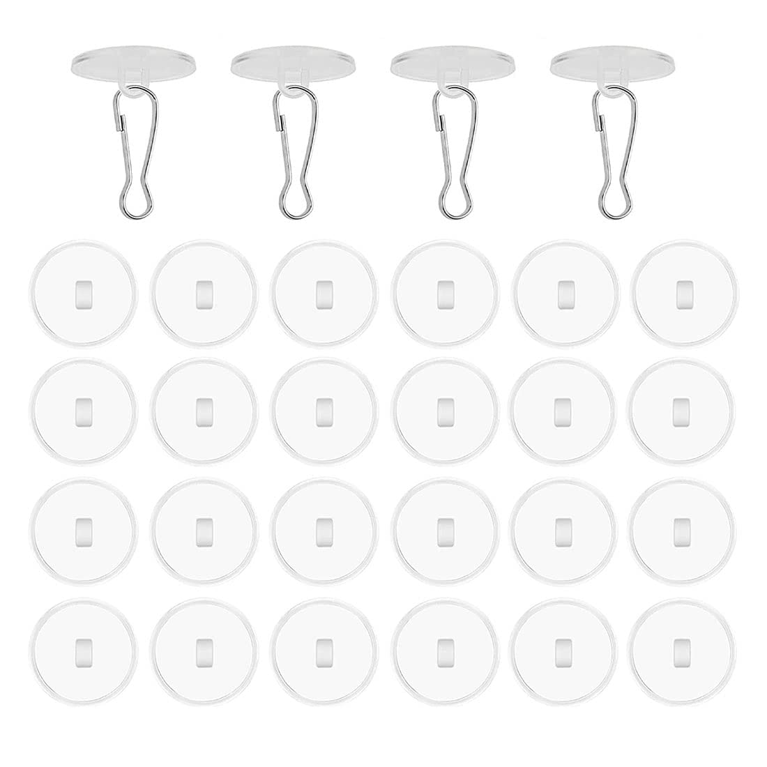 VBNZBK 30 Stück Transparente Selbstklebende Deckenhaken, Haken Decke ohne Bohren, Klebehaken Decke mit Fahnenmast-Clips für Schlafzimmer, Badezimmer, Küche, Schlafzimmer Wand, Karneval