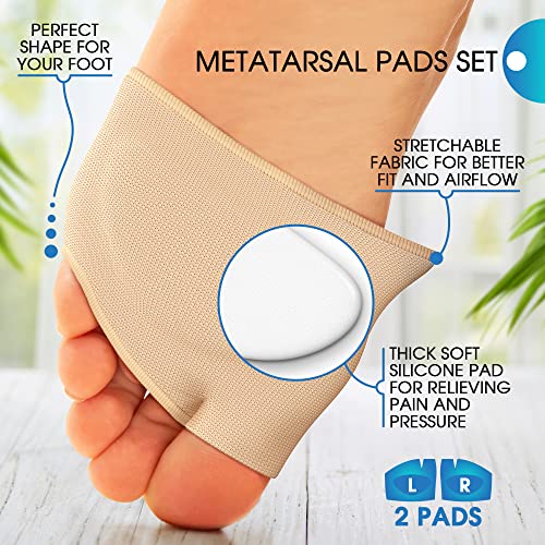 Image of Metatarsal Pads - Ball of Foot Cushions - Foot Pads for Mortons Neuroma Pain Relief - Forefoot Cushioning Sleeve with Built-in Gel Pads - Help Metatarsalgia, Mortons Neuroma (Medium /Large)