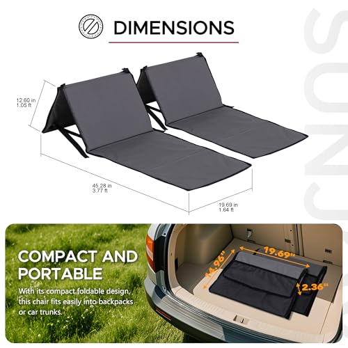Sunjoy Ultra-Light Folding Chair with Backrest (Set of 2), Outdoor Portable Beach Mat Lounger Chair, Ideal Tanning Mat for Sunbathing for Camping Beach Road Trips, Gray by Sunjoy - Image 6