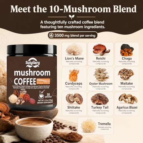 Suiyilary 10 Mushroom Coffee with Arabica