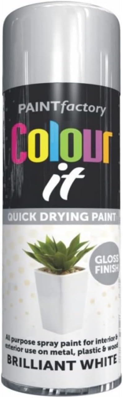 FAMBIZ Brilliant White Gloss Spray Paint, Quick-Drying Formula, Long-Lasting Protection, DIY Enthusiasts, Perfect for Wood, Metal, Plastic, Interior And Exterior Use, 250ml, (1 Pcs)