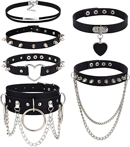 YADOCA 6 Piezas Gótico Choker Collar con Tachuelas de Cuero de