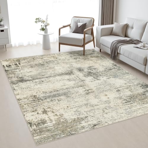 FXRHLP Area Rug Living Room: 5x5 Modern Washable Soft Carpet Ash Brown