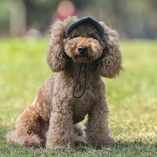 Image of HDKUW Dog Hat with Ear Holes, Dog Baseball Outdoor Cap, Adjustable Summer Travel Sport Hat for Small Medium Dogs Denim Blue M
