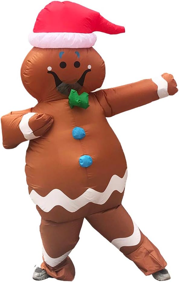 Christmas Inflatable Gingerbread Man Costume Party Blow-up Suit for Adult Christmas Decor/Parade (Gingerbread Man)