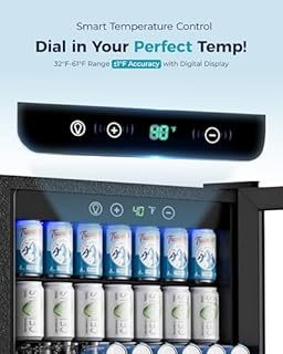 EUHOMY 4.5 Cu.ft Beverage Refrigerator and Cooler, 145 Can Mini fridge with Glass Door for Soda Beer Wine, Small Drink Dispenser with Digital Adjustable Thermostat for Home Office Bar