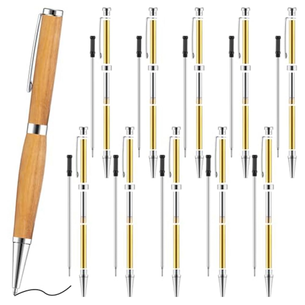 Kit de 10 bolígrafos para torneado de madera de 7 mm, kit de giro delgado con suministros de torneado de torno de repuesto, color plateado
