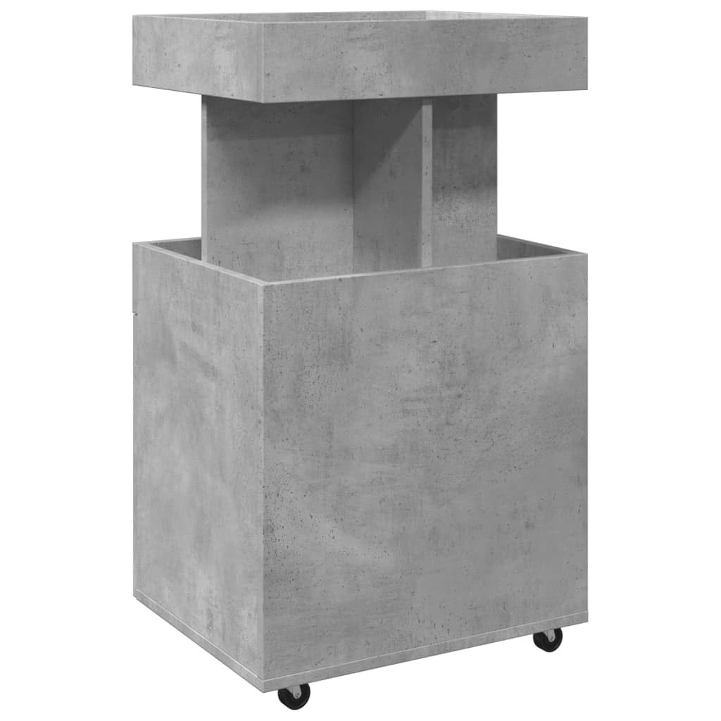 Carrito de bar gris hormigón 50 x 41 x 89 cm de madera con ruedas