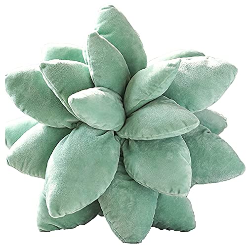17.7in Succulent Pillow, Cute Stuffed Plant Plush Pillows, 3D Succulents Cactus Pillow, Novelty Plush Cushion for Garden Bedroom Home Decor (Green-B)