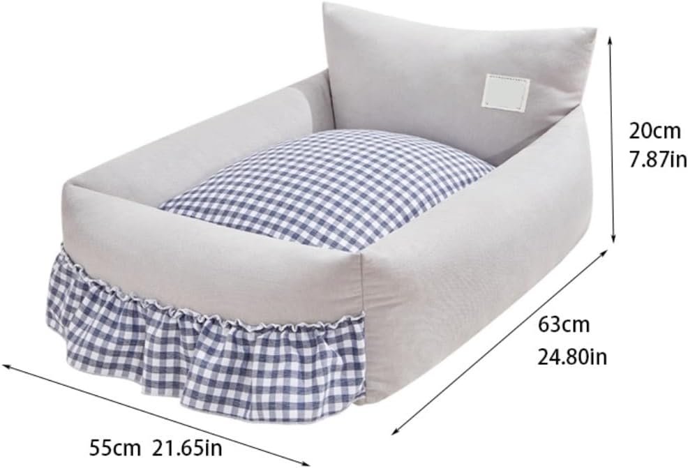 Dog Bed Creative Backrest Pet Sofa Bed Four Seasons Universal Removable and Washable Dog Kennel Cat Kennel Warm in Winter Pet Bed (Color : Gray, Size : 63cm*55cm20cm) (Gray 24.8"L x 21.7"W x 8.7"Th)