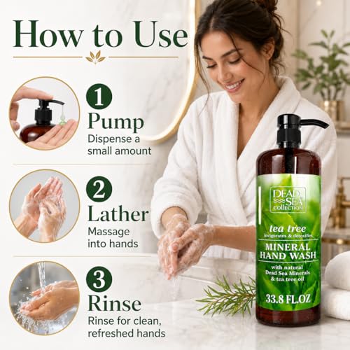 Image of Dead Sea Collection Hand Soap Pump Tea Tree - Hand Wash Liquid with Dead Sea Minerals and Tea Tree Nourishing - Invigorates & Detoxifies Oil - Gentle for All Skin Types Pack of 2 (33.8 Fl Oz Each)
