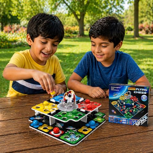 Image of Goyal's Super Chess Ludo Battle 3D Aeroplane Chess | Space Theme Strategy Board Game for Kids & Family | Multi-Layered Flying Chess Game | Floor Puzzle & Brain Development Toy