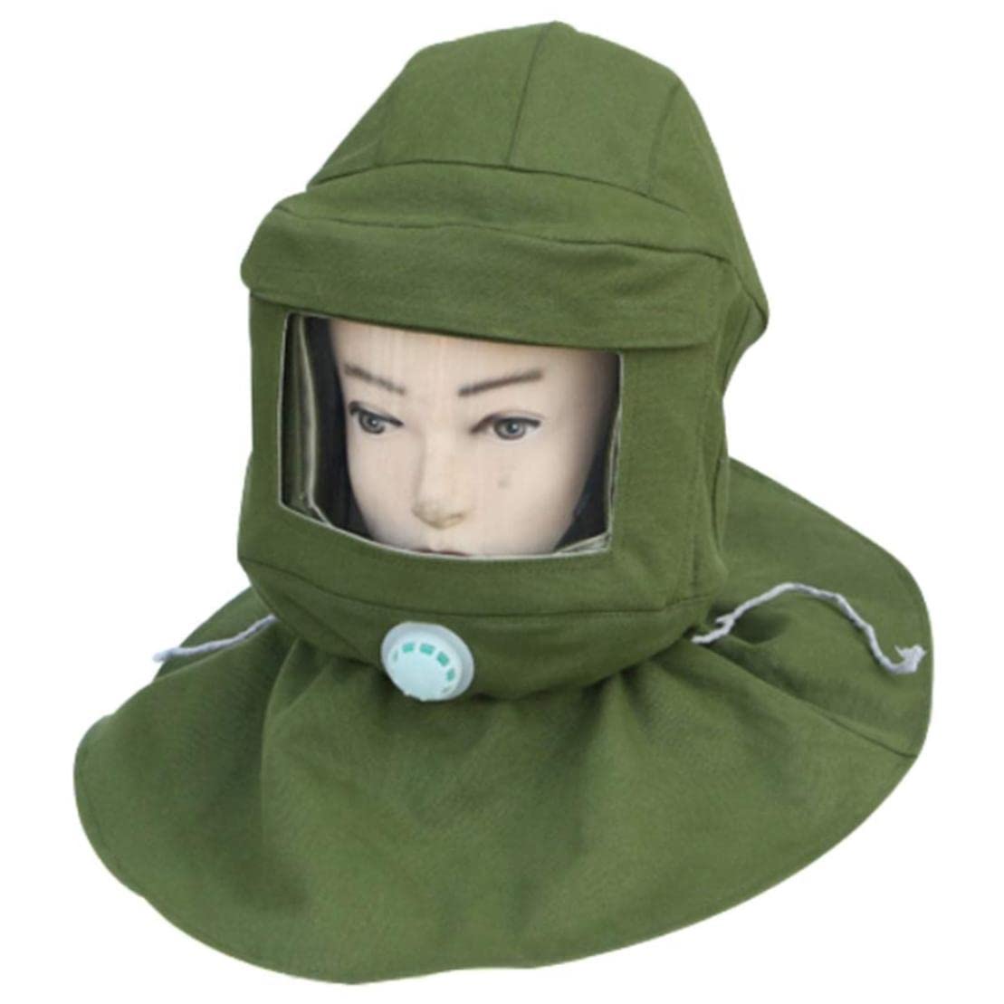 Capuchon De Sablage Capuchon De Masque Industriel Masque Protection Anti-poussière Vent Vert 22cm