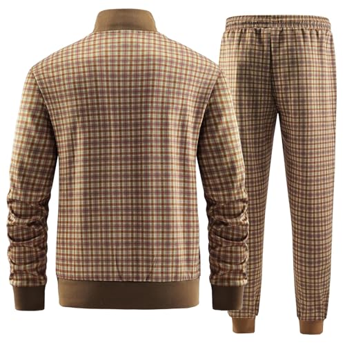 Image of ANOTWENER Men's Track Suits 2 Piece Stand-up Collar Long Sleeve with Double Side Pockets Jacket and Sweatpants